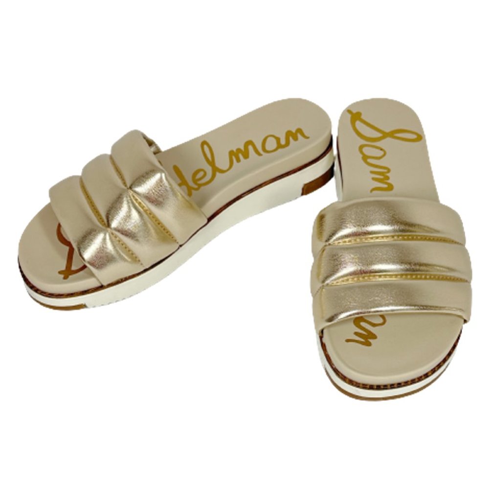 SAM EDELMAN Annalisa Quilted Wedge Sandals | New without box | Gold